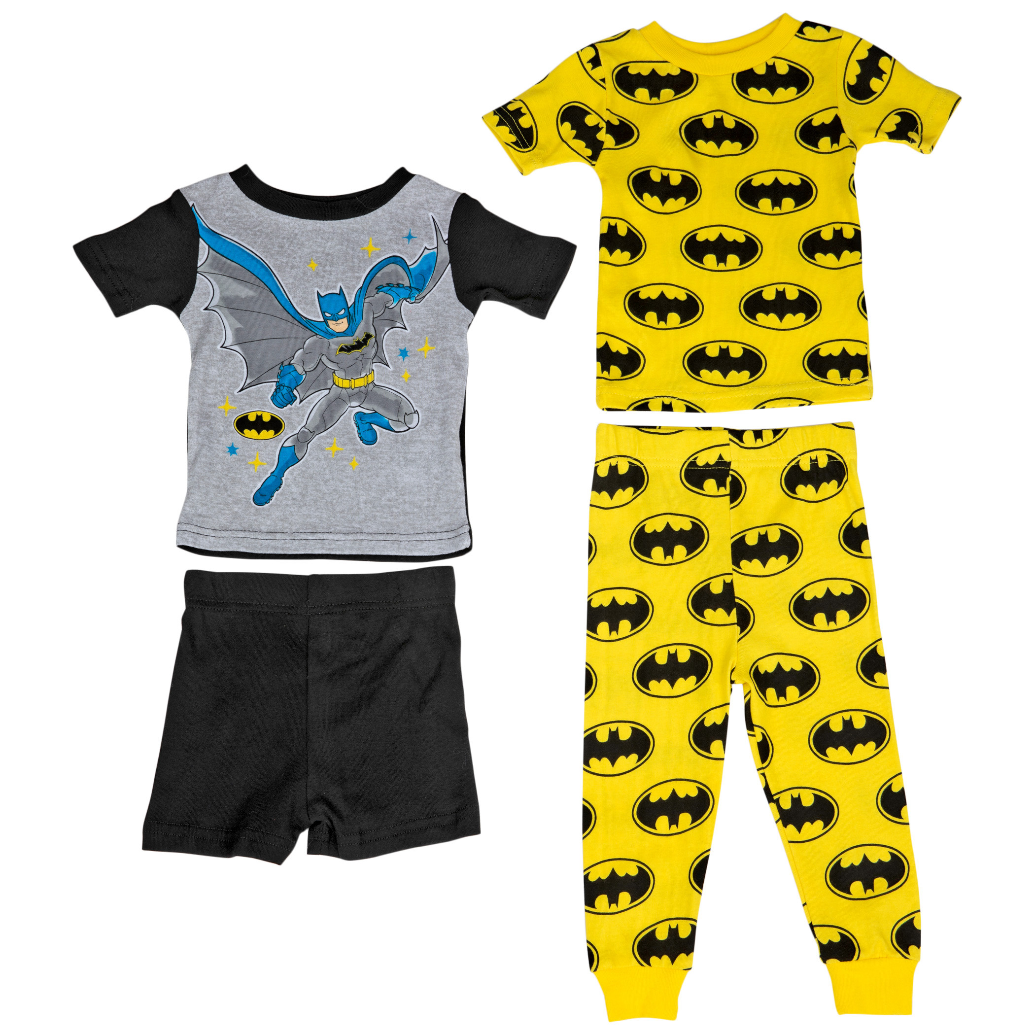 DC Comics Batman and Bat Symbol All Over Print 4-Piece Pajama Set